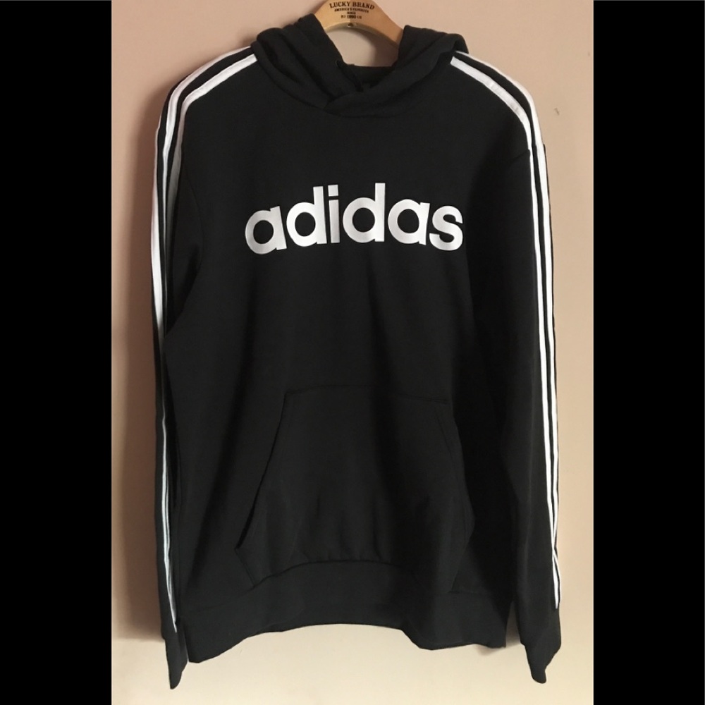 ADIDAS ESSENTIAL 3-STRIPES PULLOVER HOODIE BLACK